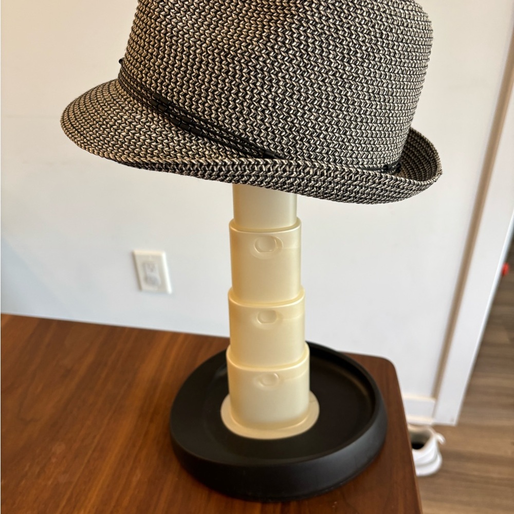 Stylish Brown and White Fedora Hat